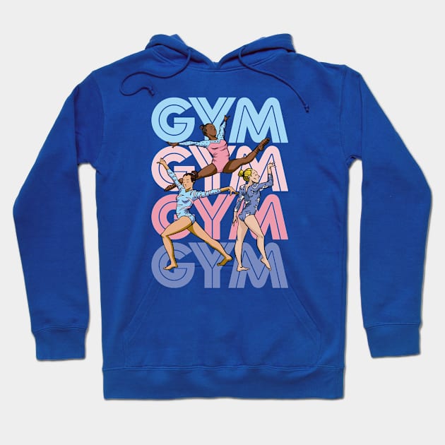 Retro GYM Gymnastics Girl Cartoon Gymnast Hoodie by SLAG_Creative